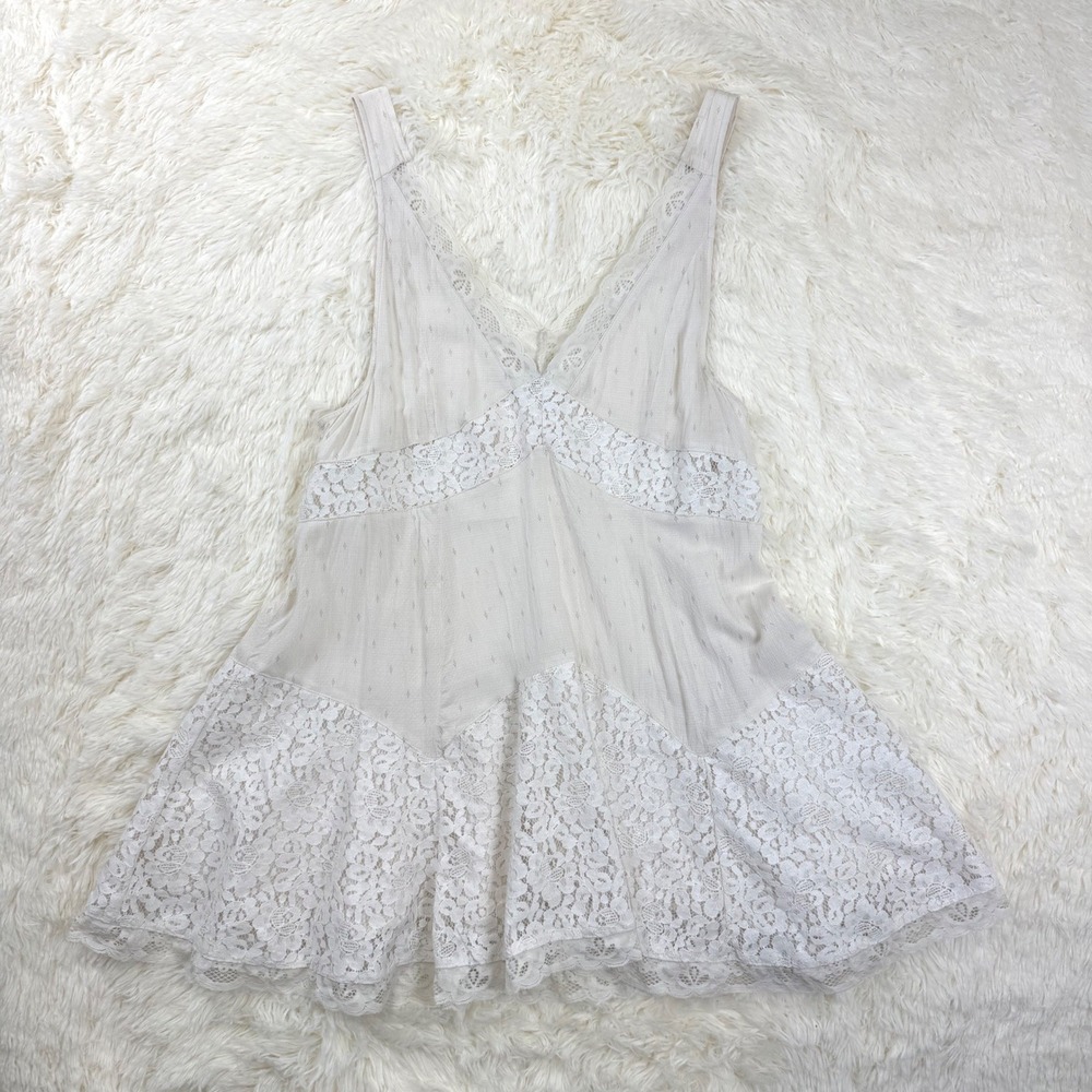 Intimately Free People Slip Dress Womens Small Ivory Lace Trim Boho Mini